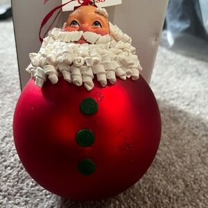 Mercury Glass Vintage Santa Ball Ornament
